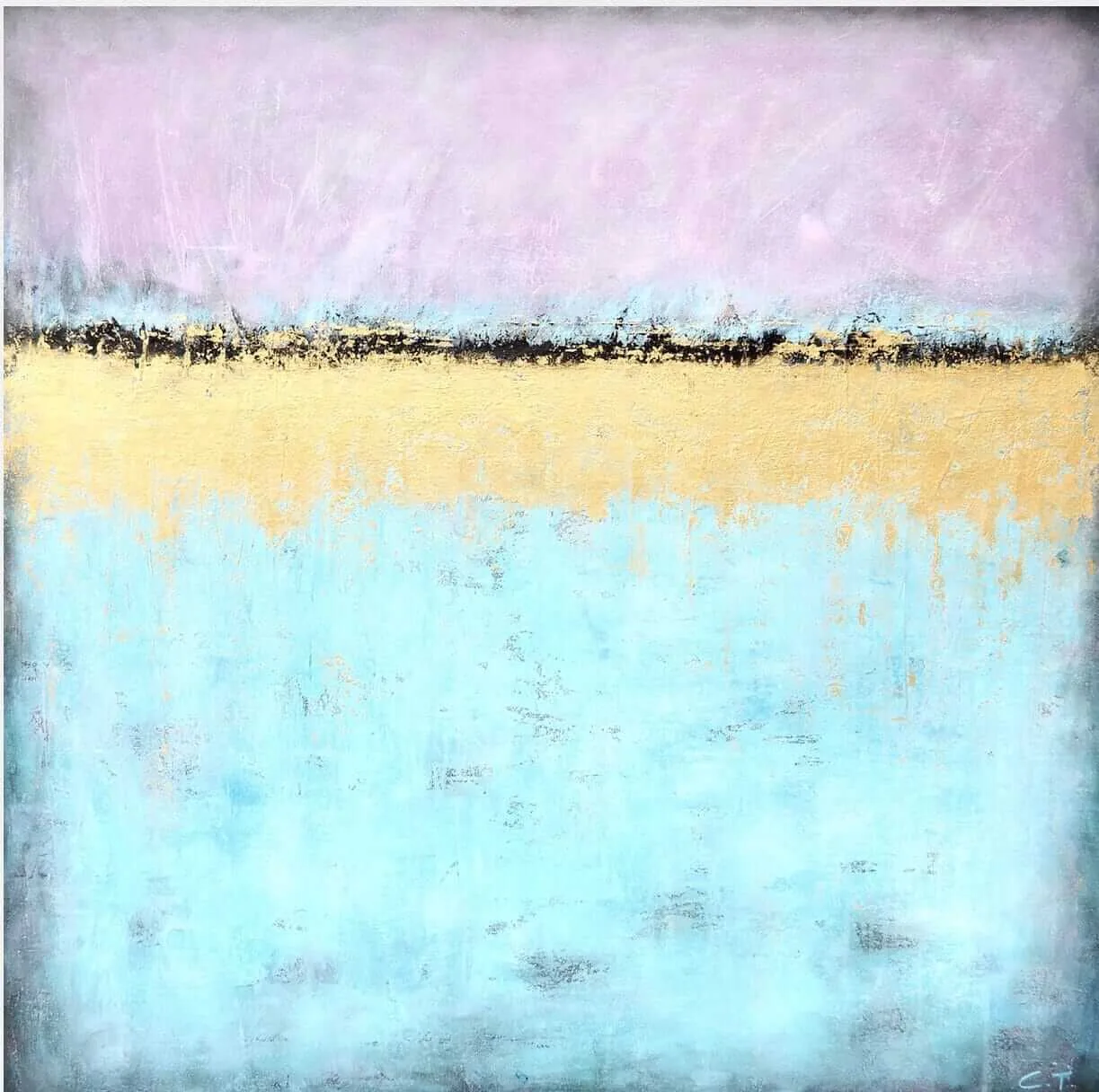 Abstract Gold Horizons Painting — original wall art
