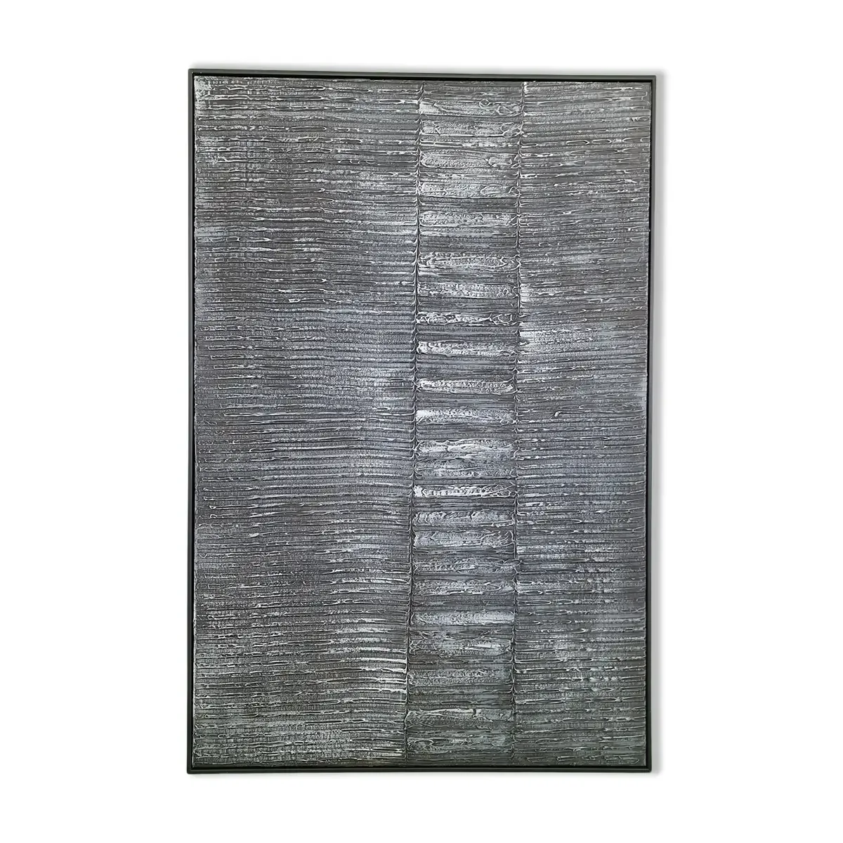 Abstract painting grey waves framed — original wall art