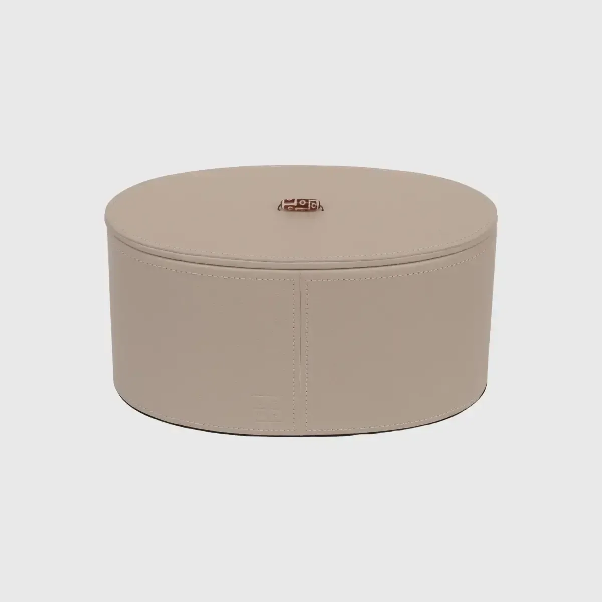 Agate Oval Leather Box Large Pumice, Pumice Leather finish