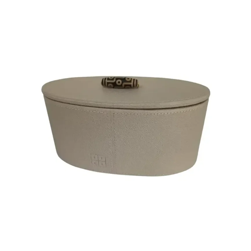 Agate Oval Leather Box Small, 25×12×12 cm