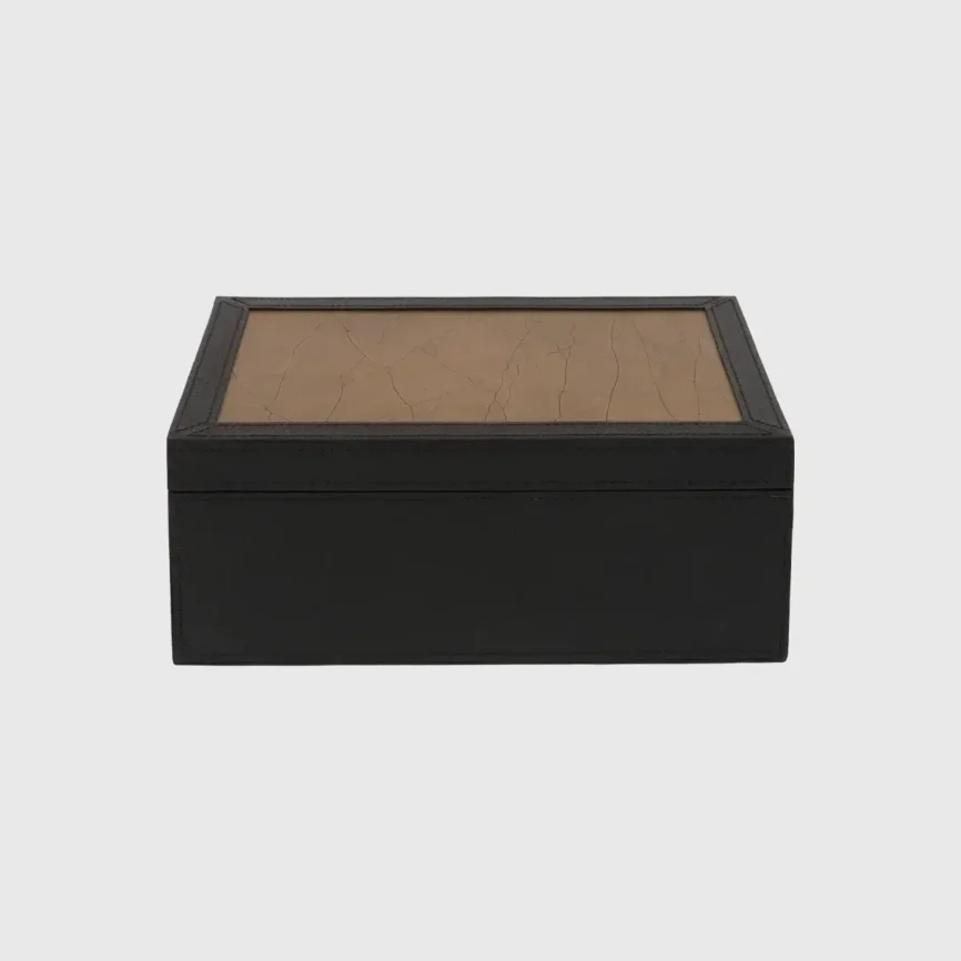 Arno Box Black Leather, 30×21×12 cm