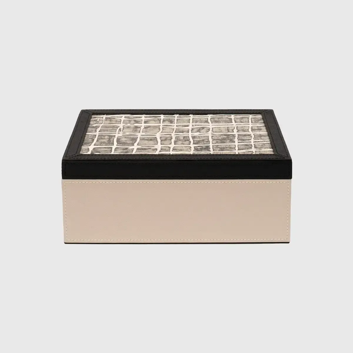 Arno Box Pumice Leather with Gesso Effect Lid, Pumice Leather finish