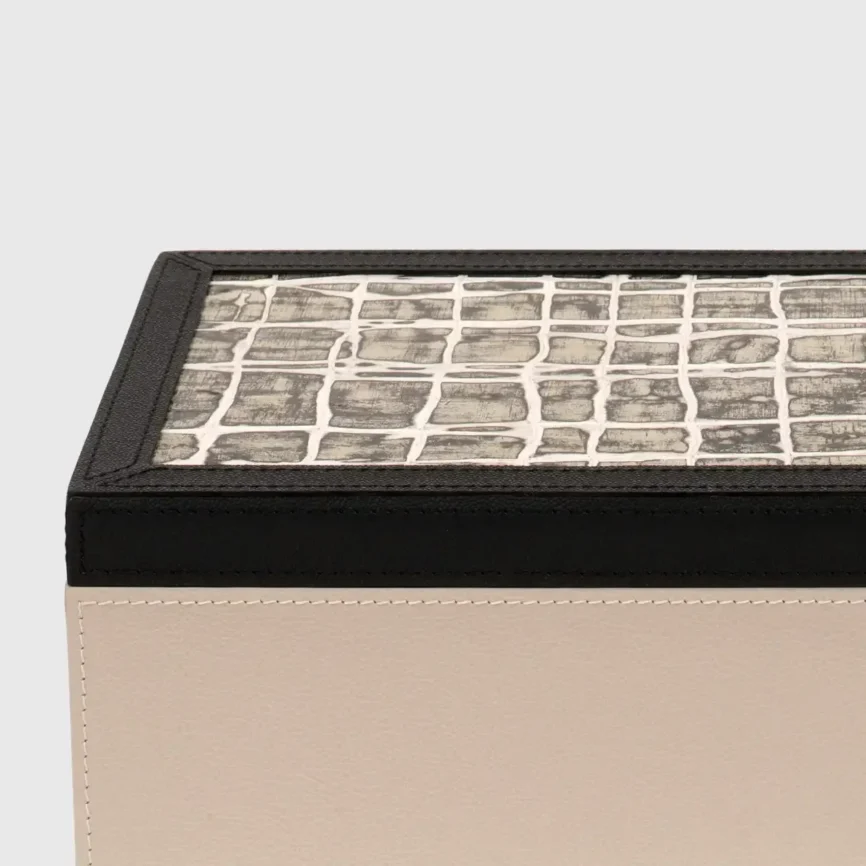 Arno Box Pumice Leather with Gesso Effect Lid, 30×21×12 cm
