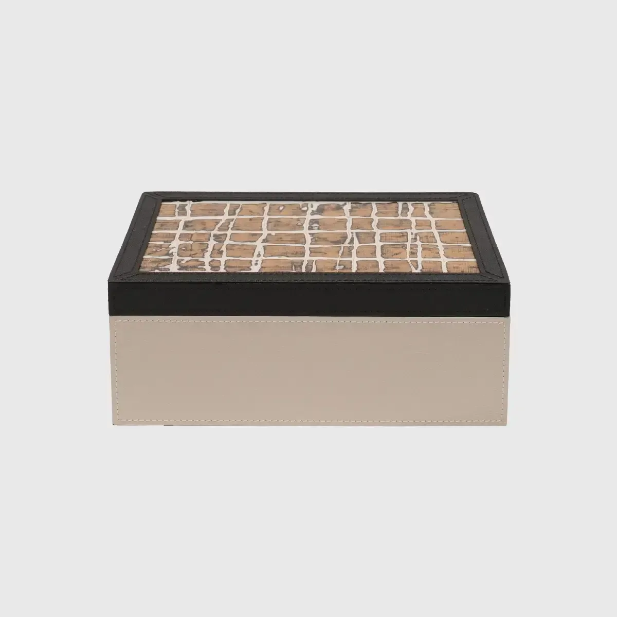 Arno Box Pumice Leather with Gold Gesso Effect Lid, Pumice Leather finish