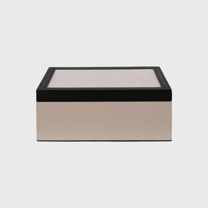 Arno Box Pumice Leather with Thunder Gesso Effect Lid, Pumice Leather finish