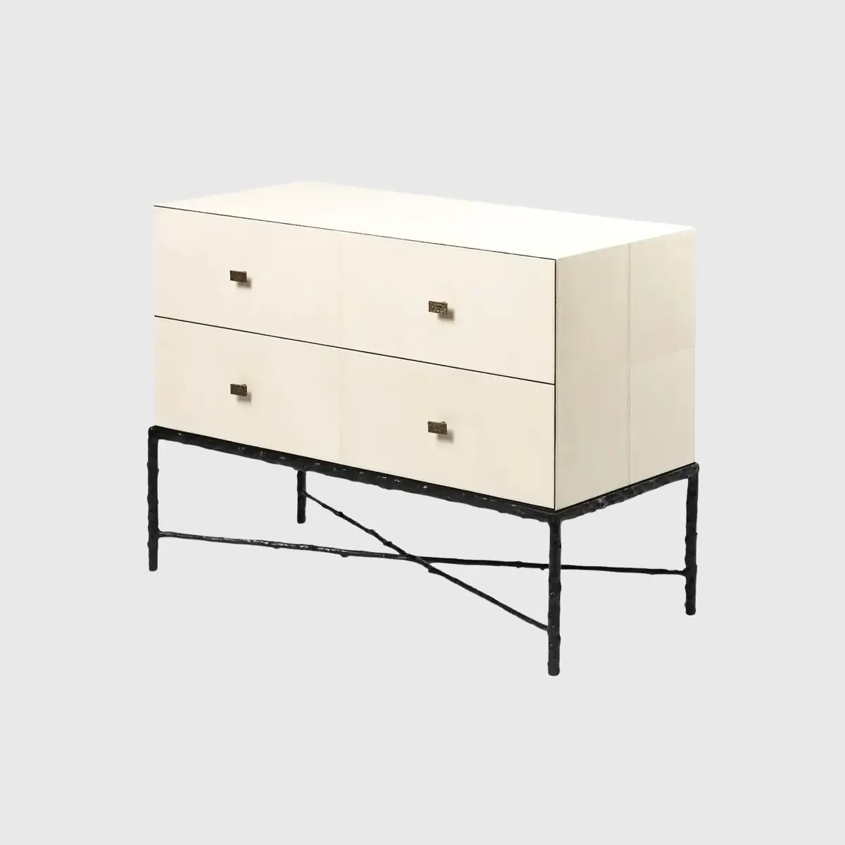 Arun Chest Bronze 2 Drawer Pumice Leather, Pumice Leather finish