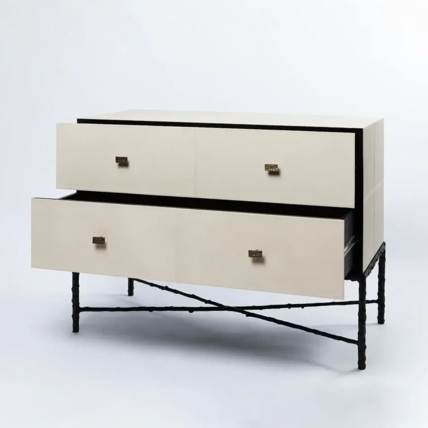 Arun Chest Bronze 2 Drawer Pumice Leather, Arun collection