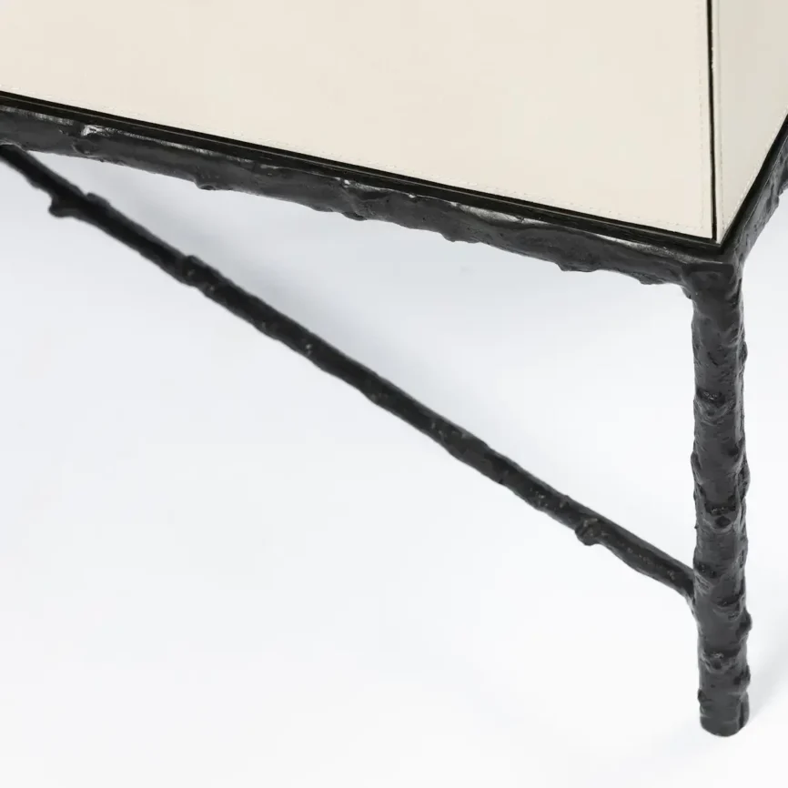 Arun Chest Bronze 2 Drawer Pumice Leather — This statement-making chest features a robust bronze framework, hand-cast to…