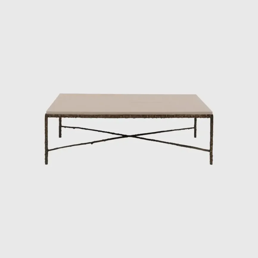 Arun Coffee Table Bronze Dorato Pumice Leather, Bronze Dorato finish