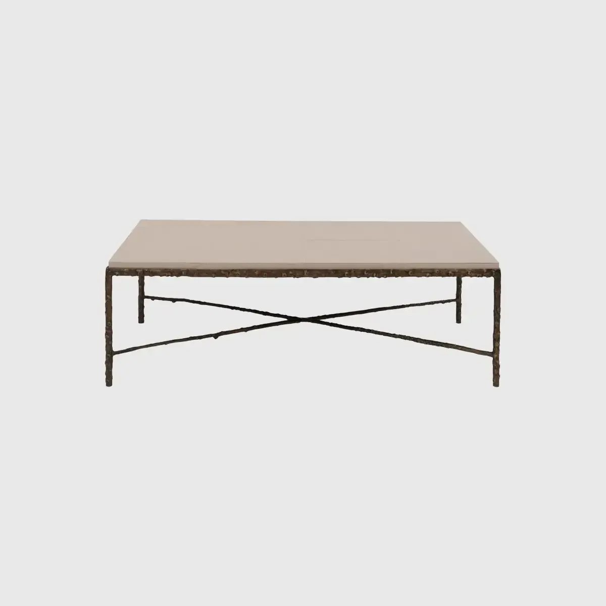 Arun Coffee Table Bronze Dorato Pumice Leather, Bronze Dorato finish
