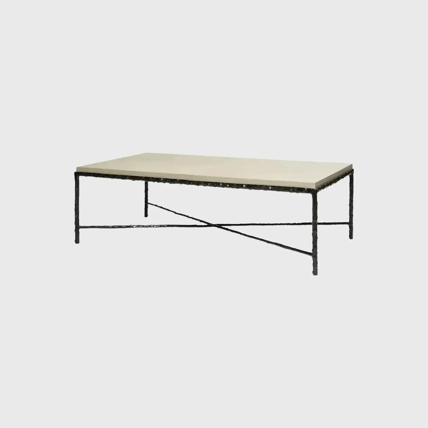 Arun Coffee Table Bronze French Grey Leather, French Grey Leather finish