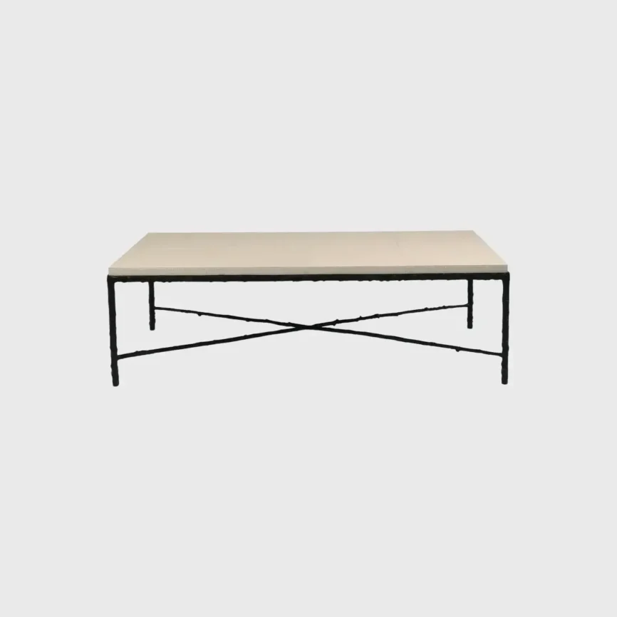 Arun Coffee Table Bronze Pumice Leather, Bronze Nera finish