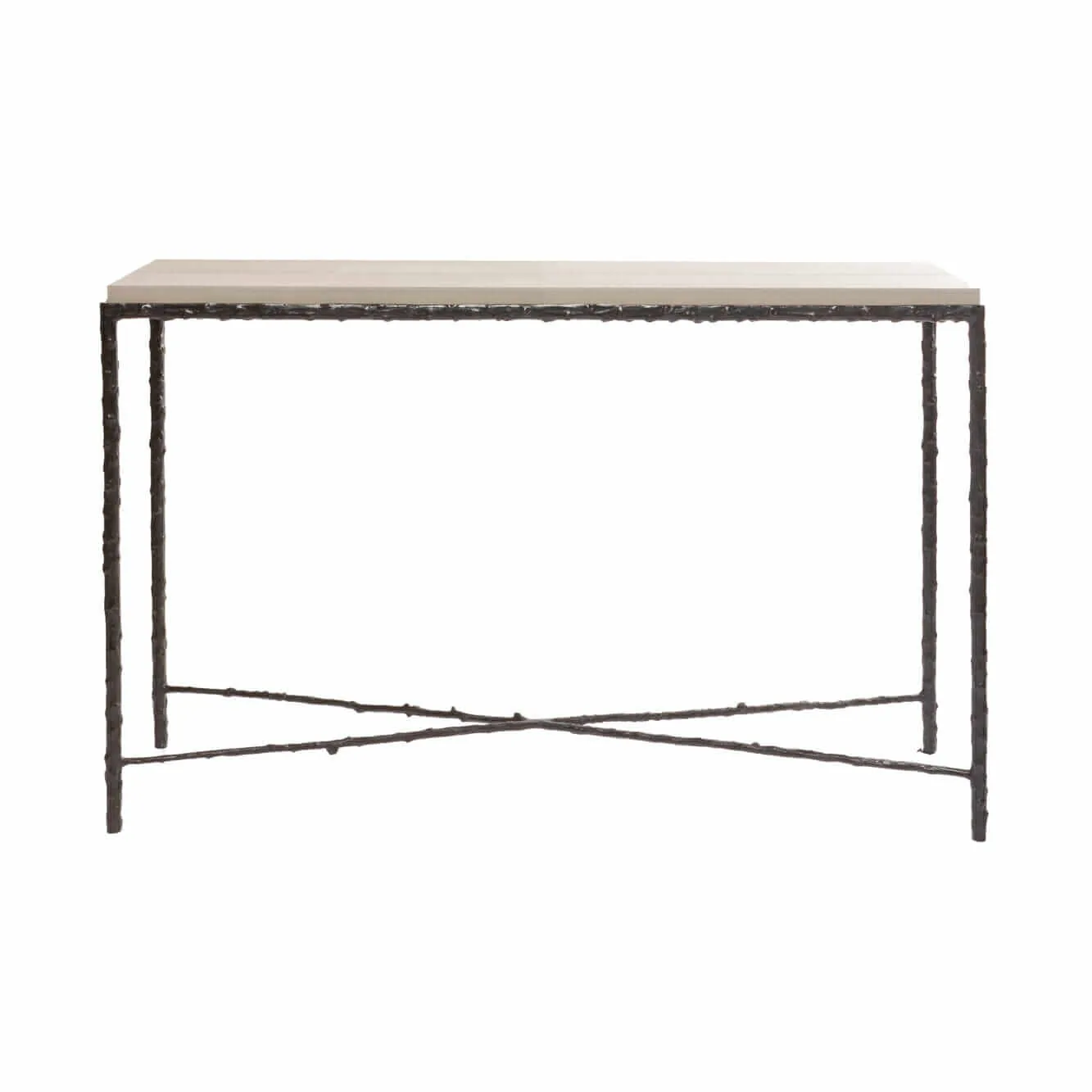 Arun Console Bronze French Grey Leather, French Grey Leather finish