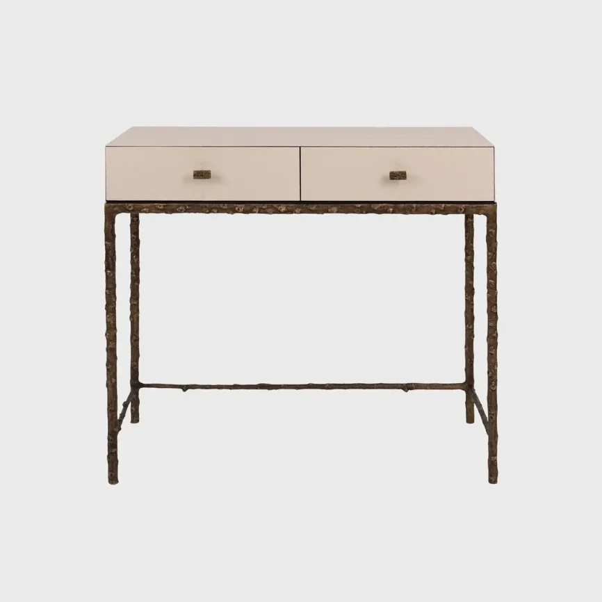 Arun Desk Bronze Dorato Pumice Leather, Bronze Dorato finish