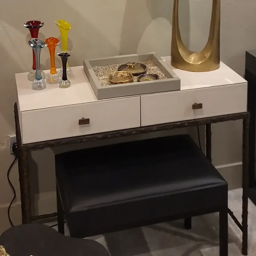 Arun Desk Bronze Dorato Pumice Leather, 90×38×78 cm