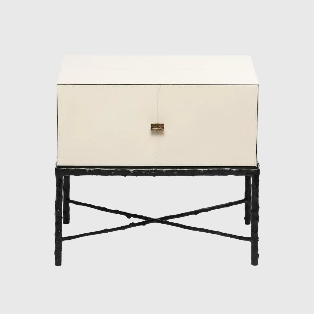 Arun Table Bronze 1 Drawer Pumice Leather, Pumice Leather finish