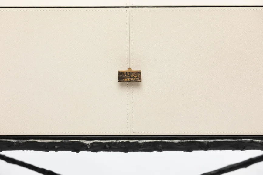 Arun Table Bronze 1 Drawer Pumice Leather, Arun collection