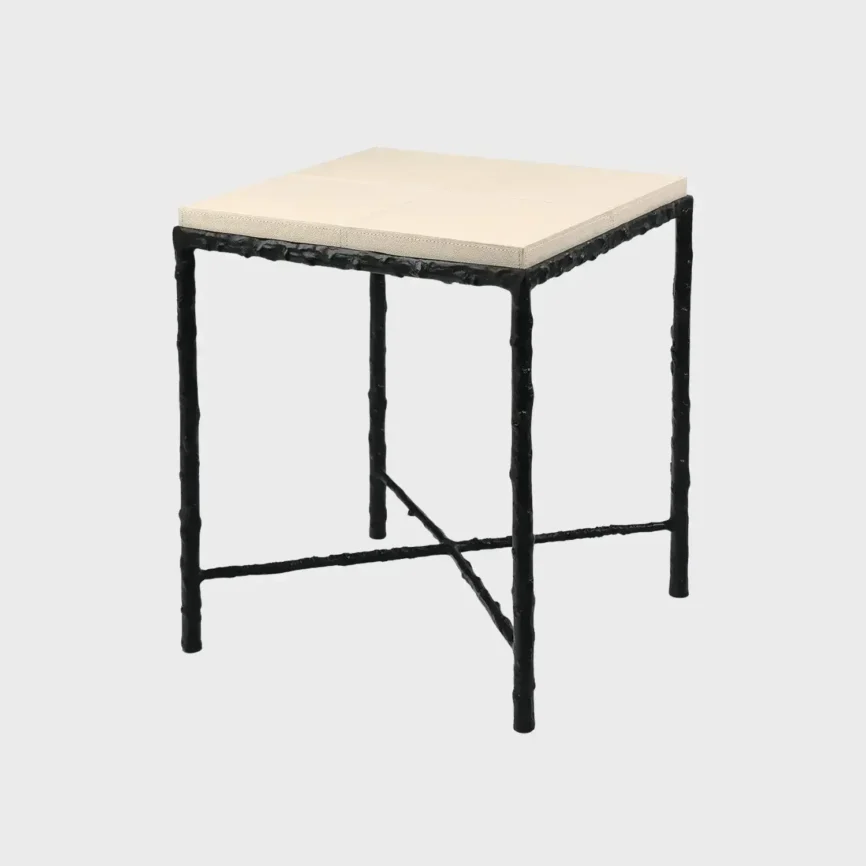 Arun Table Bronze Pumice Leather, Bronze Nera finish