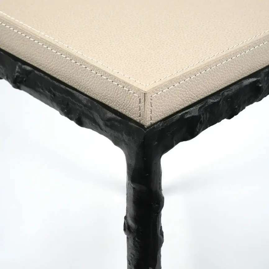 Arun Table Bronze Pumice Leather, 45×45×53 cm