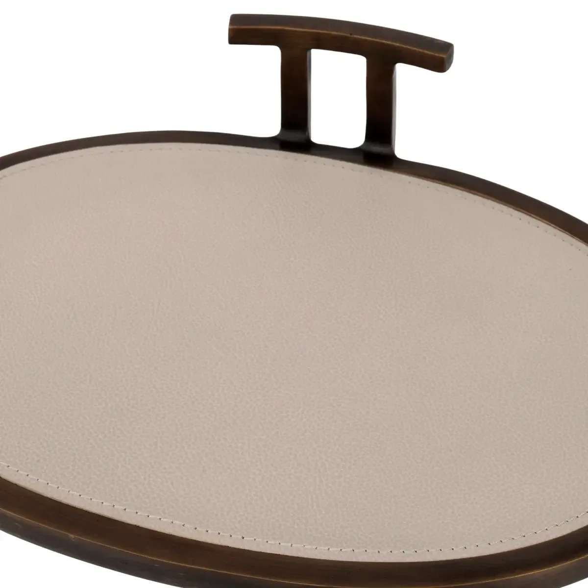Arunya Oval Cocktail Table Dorato and Pumice Leather — side table