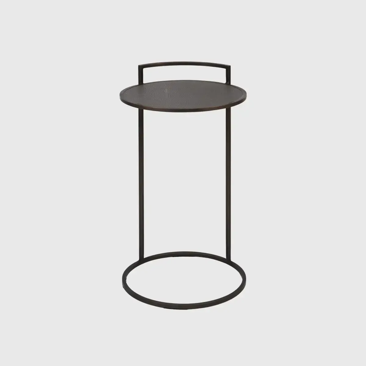 Arunya Round Cocktail Table Dorato and Grey Shagreen, Bronze Dorato finish