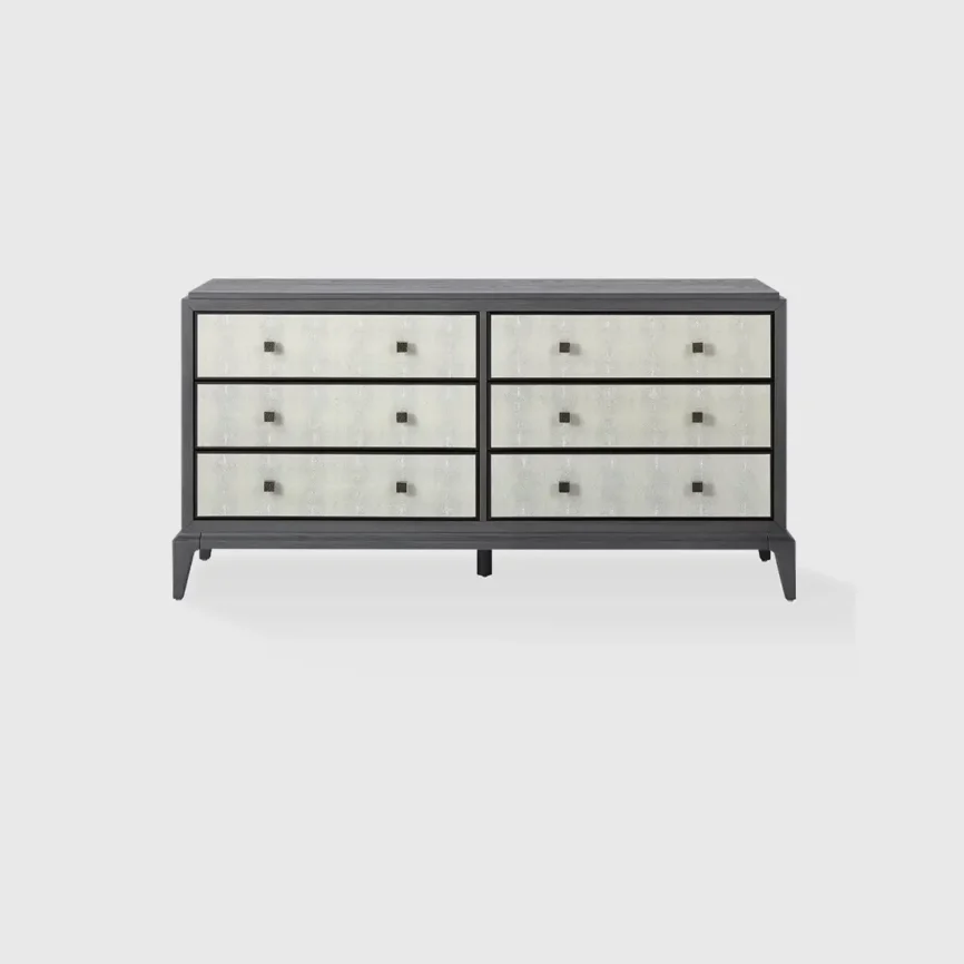 Astoria 6 Drawer Chest Graphite Grey and Shagreen, Graphite Grey finish