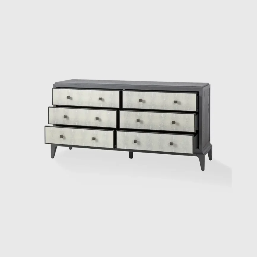 Astoria 6 Drawer Chest Graphite Grey and Shagreen, Astoria collection