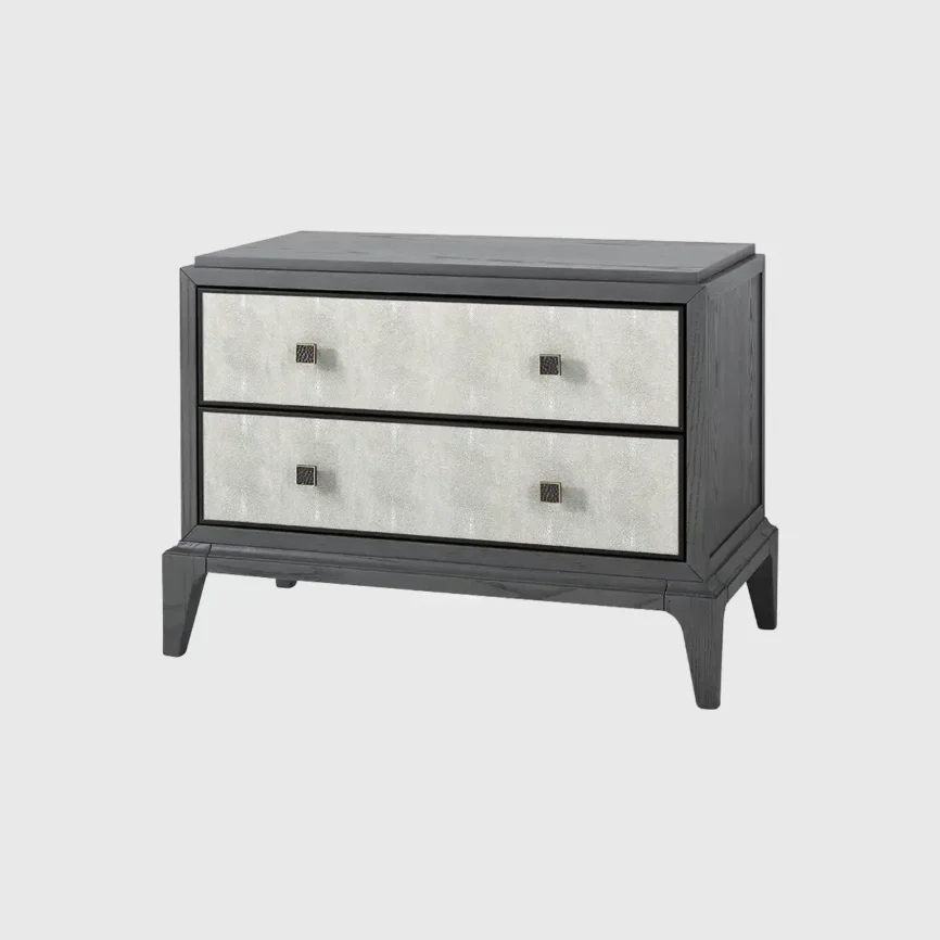 Astoria Nightstand Large Graphite Grey Shagreen, Astoria collection