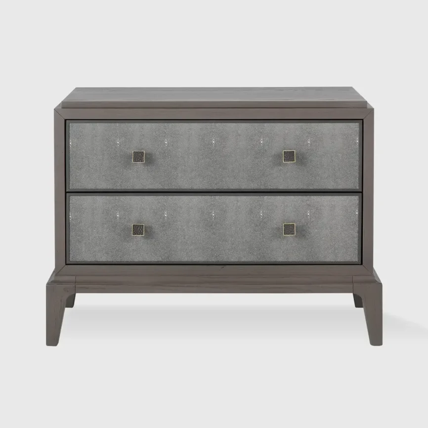 Astoria Nightstand Large Macchiato with Shagreen, Macchiato finish