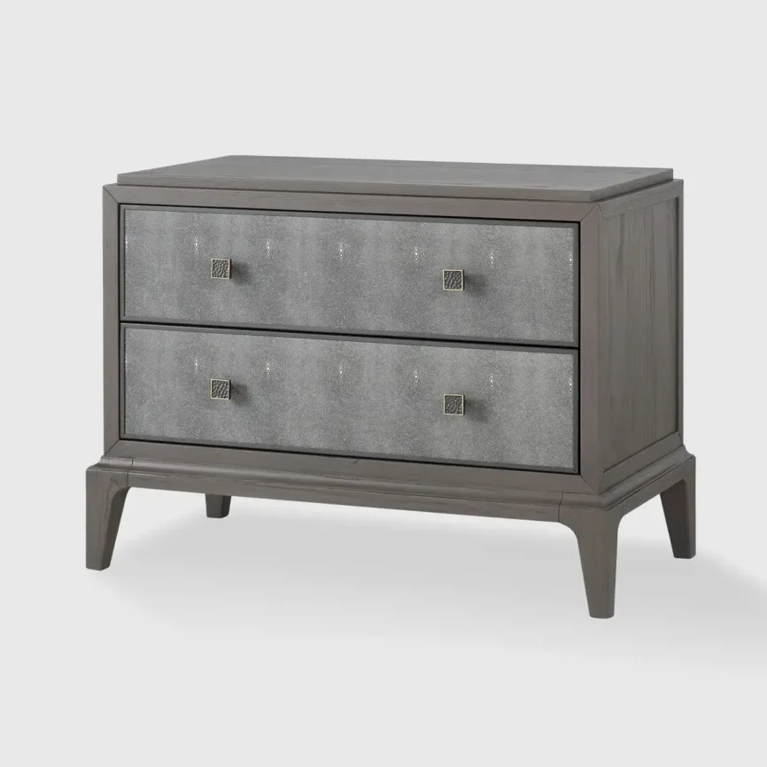 Astoria Nightstand Large Macchiato with Shagreen, 80×43×60 cm