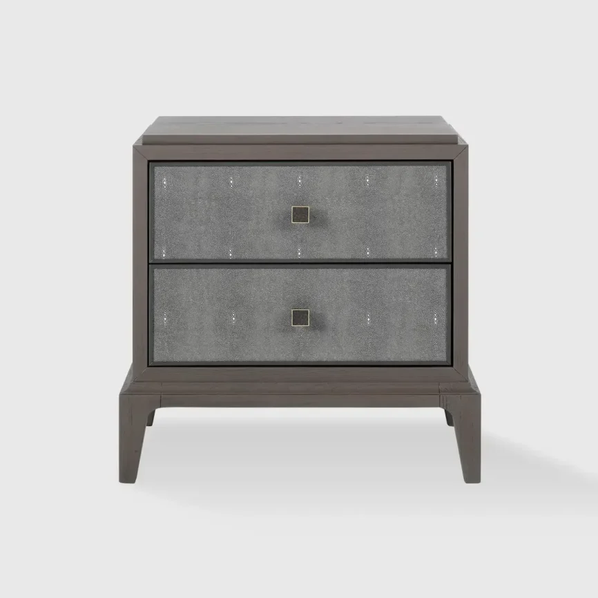 Astoria Nightstand Small Macchiato with Shagreen, Macchiato finish
