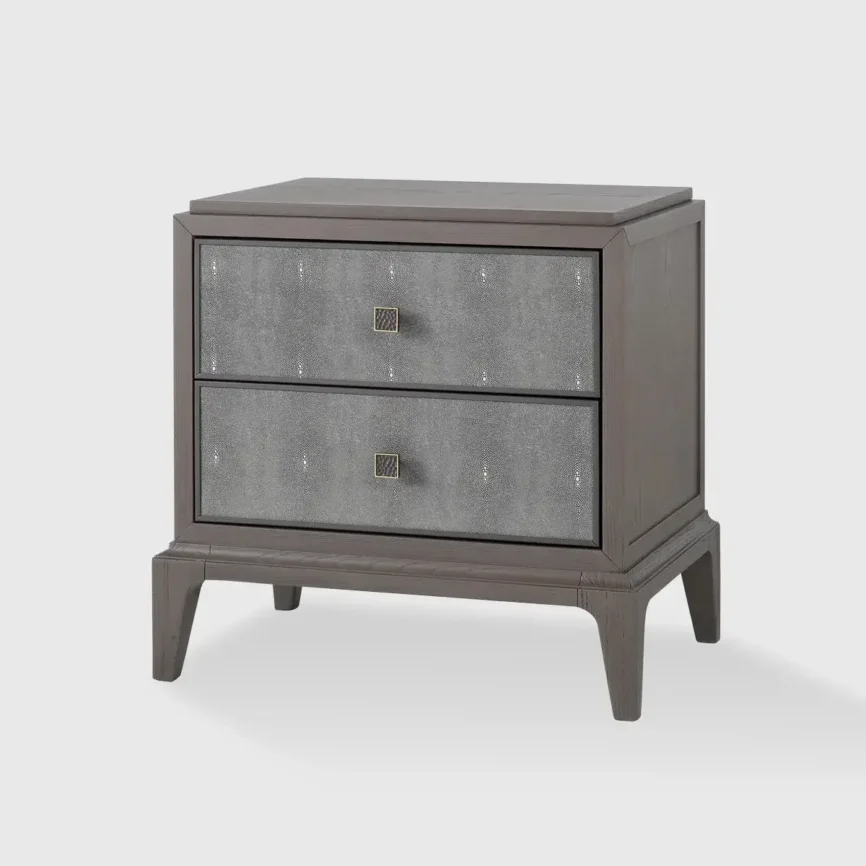 Astoria Nightstand Small Macchiato with Shagreen, 60×43×60 cm