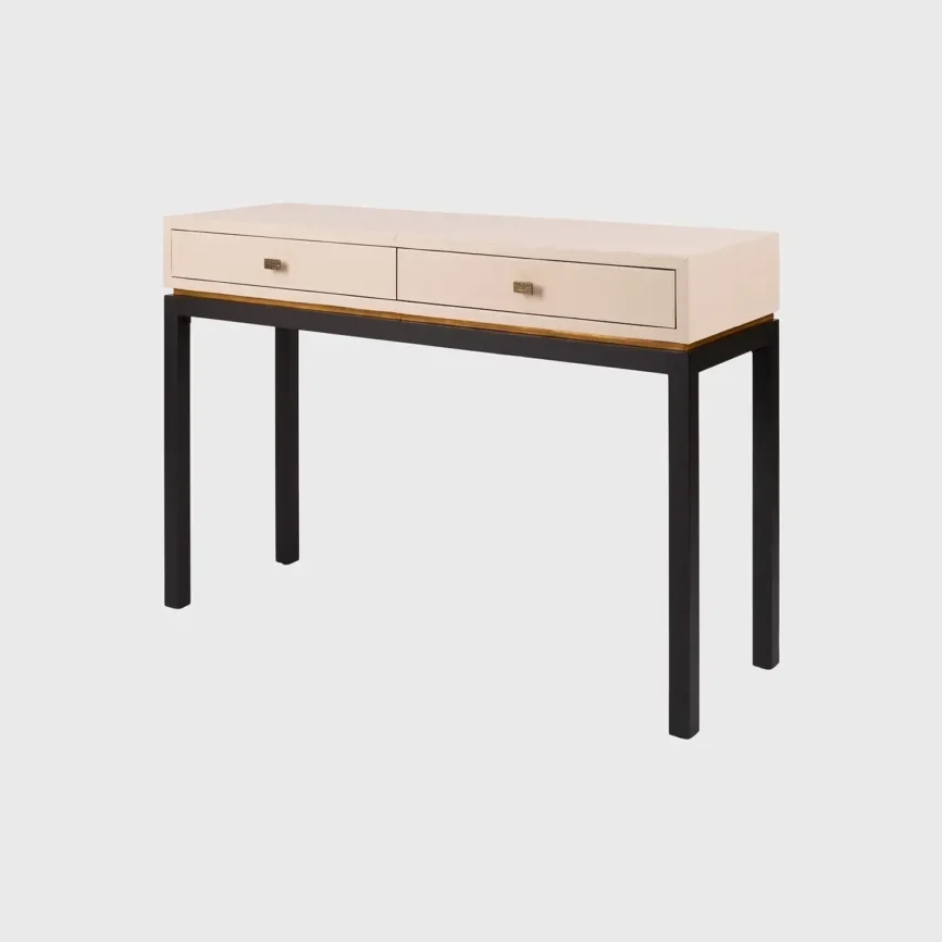 Barrington Console 2 Drawer Pumice Leather, Pumice Leather finish