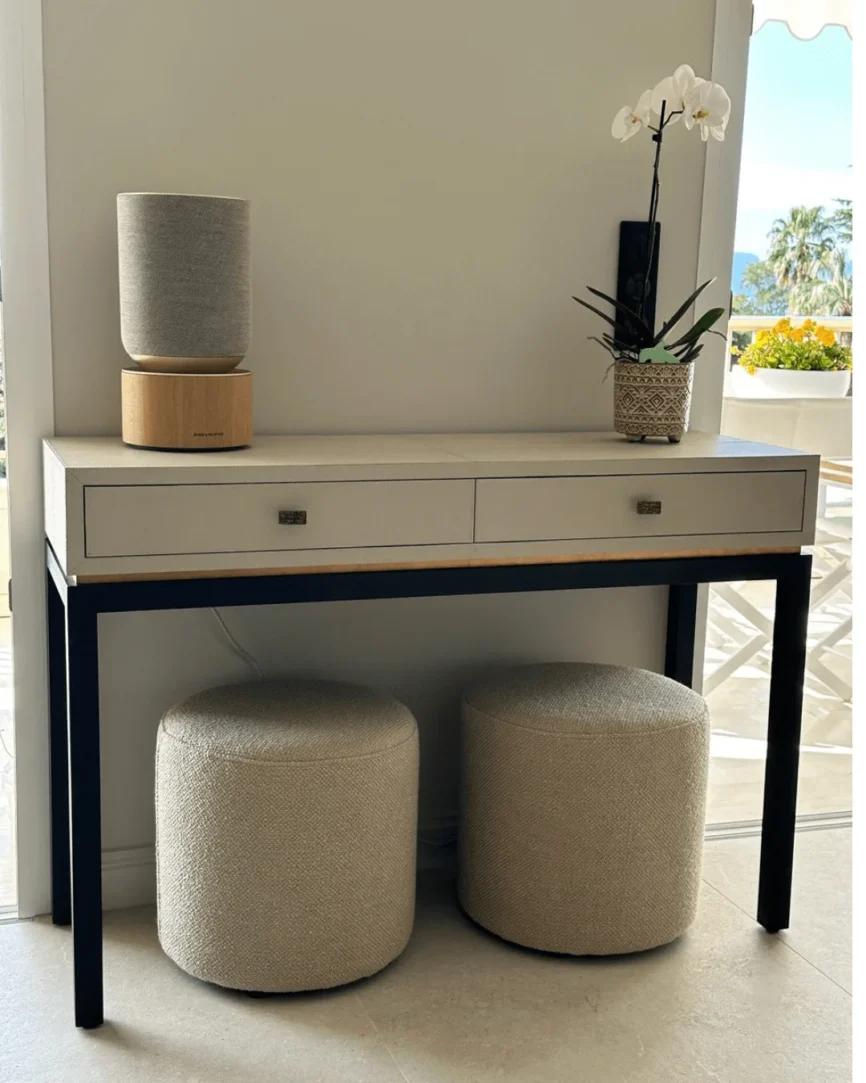 Barrington Console 2 Drawer Pumice Leather, 120×40×83 cm