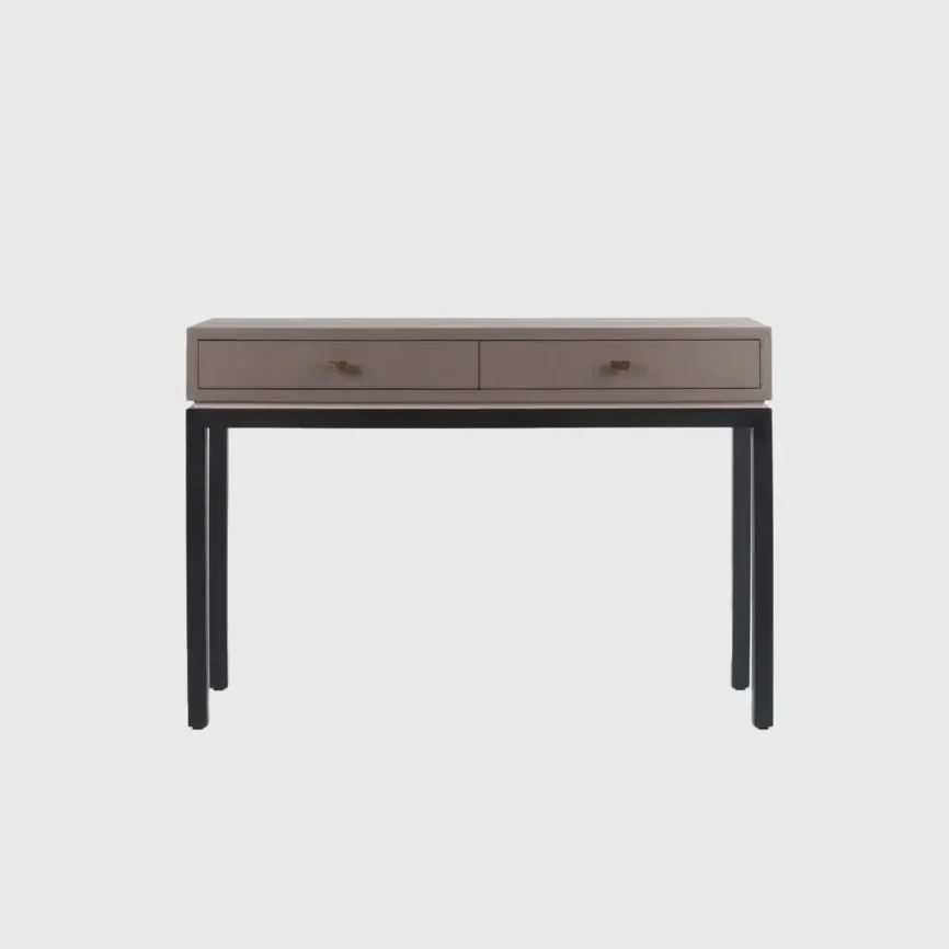 Barrington Console 2 Drawer Putty Leather, Putty Leather finish