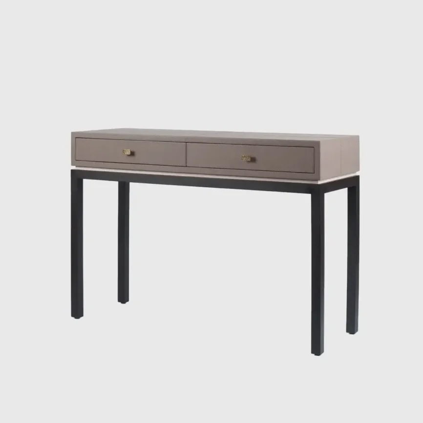 Barrington Console 2 Drawer Putty Leather, 120×40×83 cm