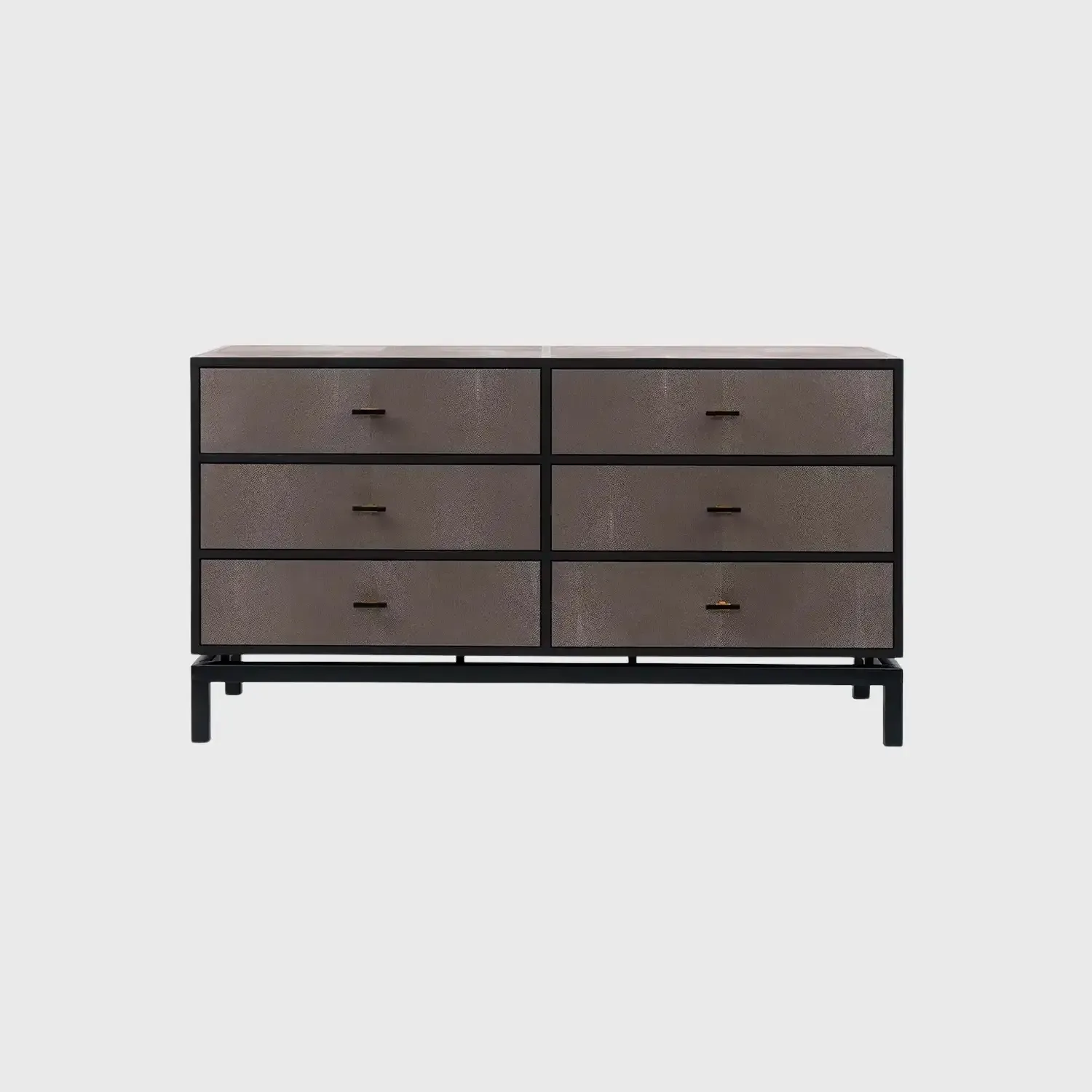 Bertie 6 Drawer Chest Grey Shagreen Leather, Grey Shagreen Leather finish