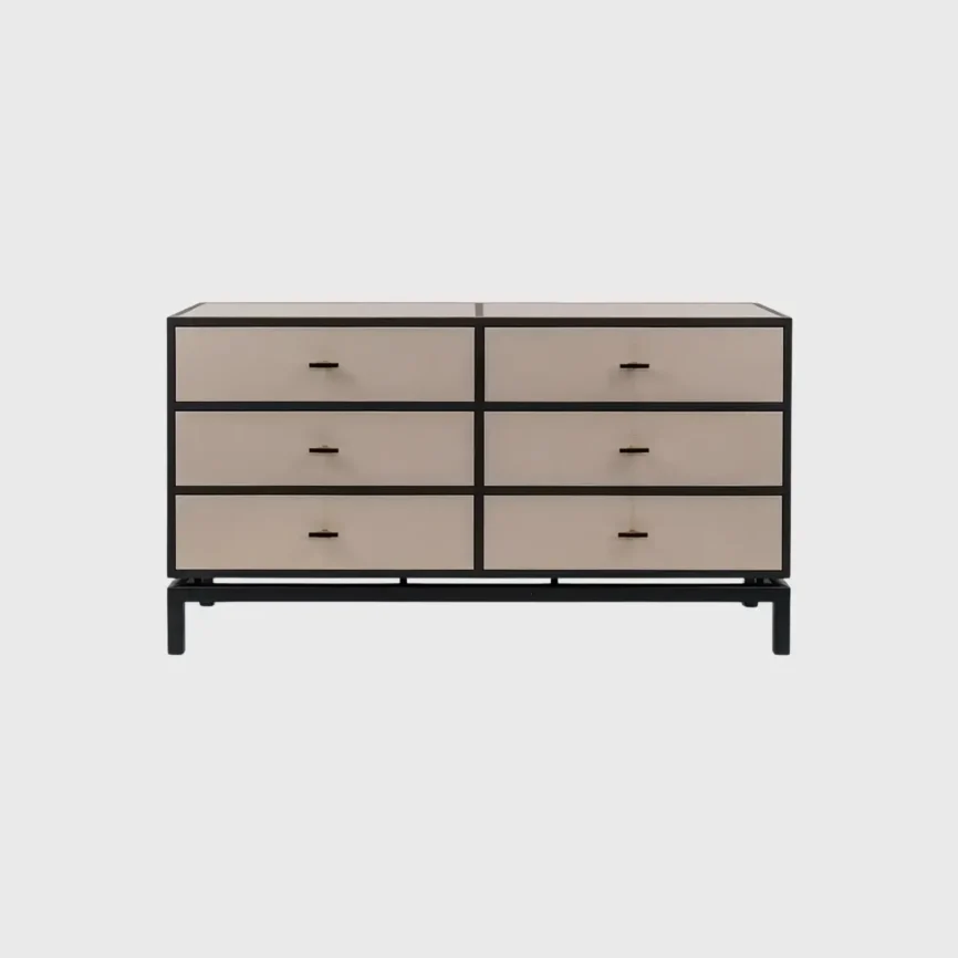 Bertie 6 Drawer Chest Pumice Leather, Pumice Leather finish