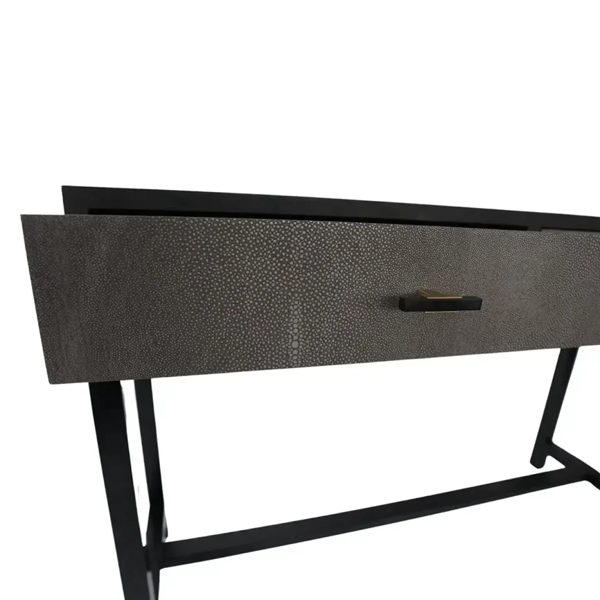 Bertie Console 2 Drawer Grey Shagreen Leather, Bertie collection