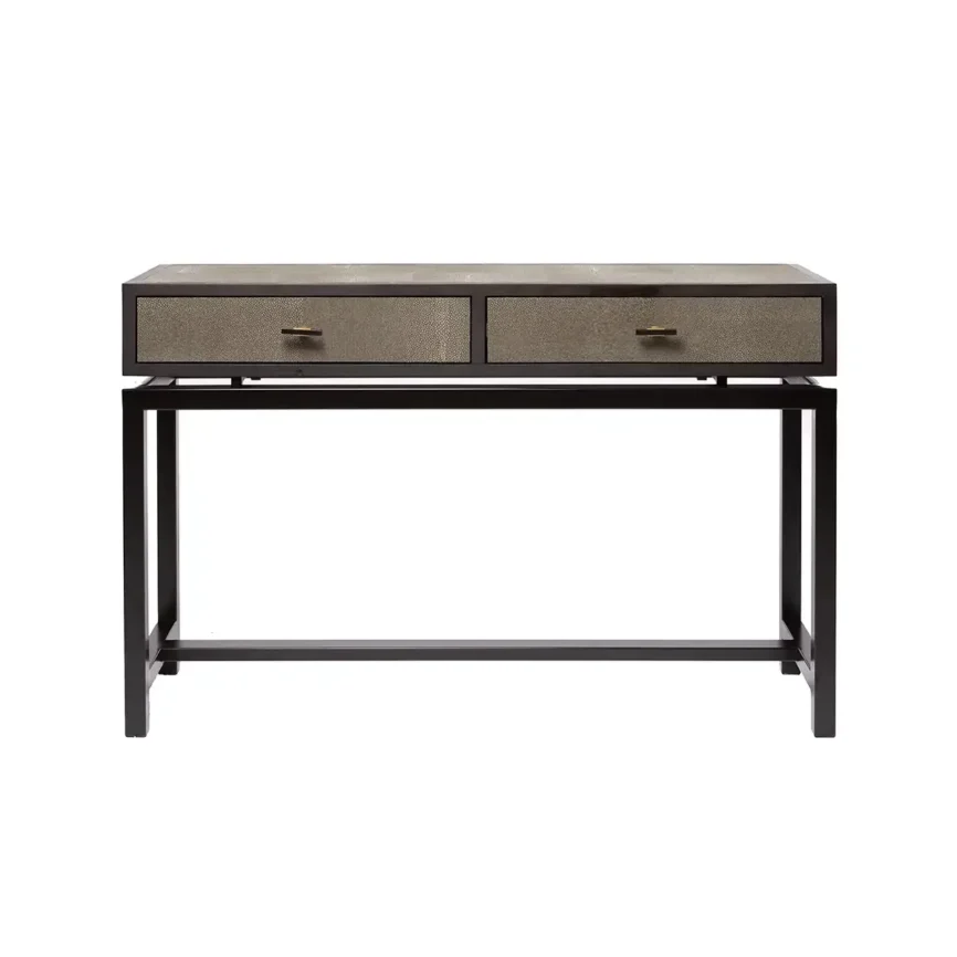 Bertie Console 2 Drawer Shagreen Leather, Shagreen Leather finish