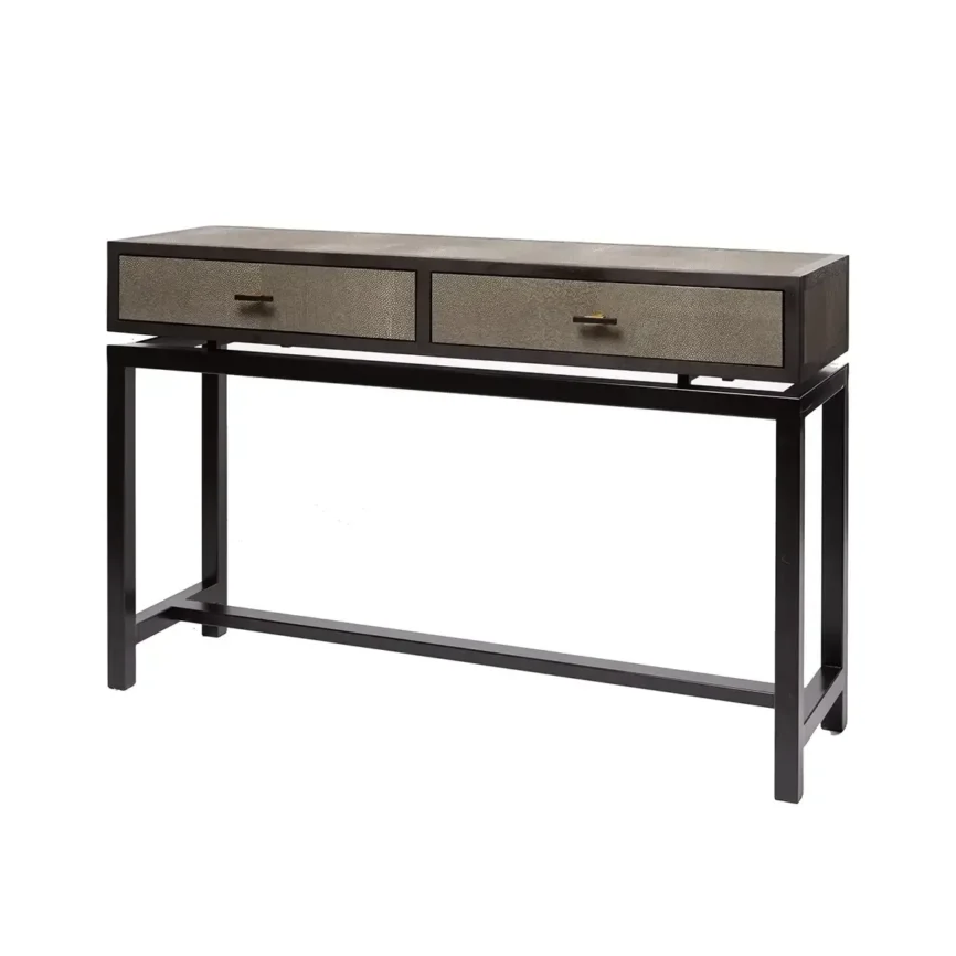 Bertie Console 2 Drawer Shagreen Leather, 126×36×82 cm