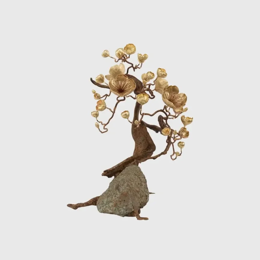 Bronze Blossom ON ROCK Sculpture, 33×40×62 cm