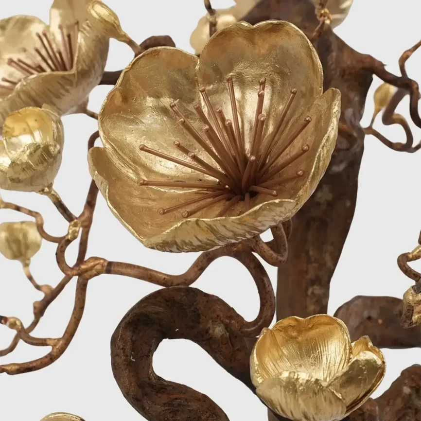 Bronze Blossom ON ROCK Sculpture — bronze sculpture