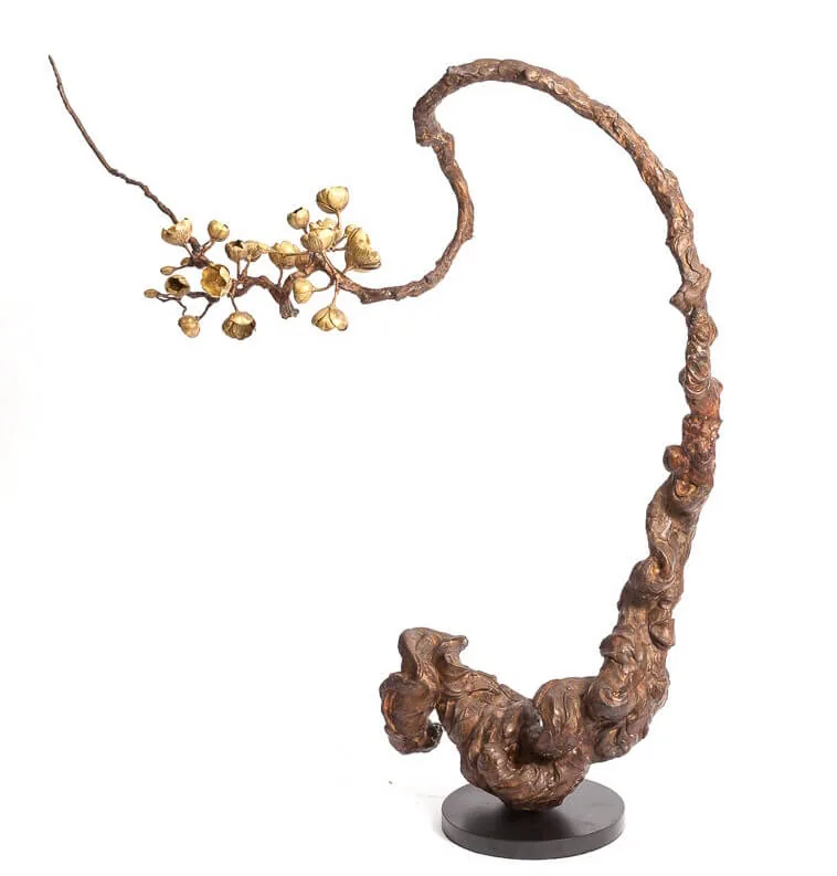 Bronze Blossom Sculpture, Bronze Dorato finish