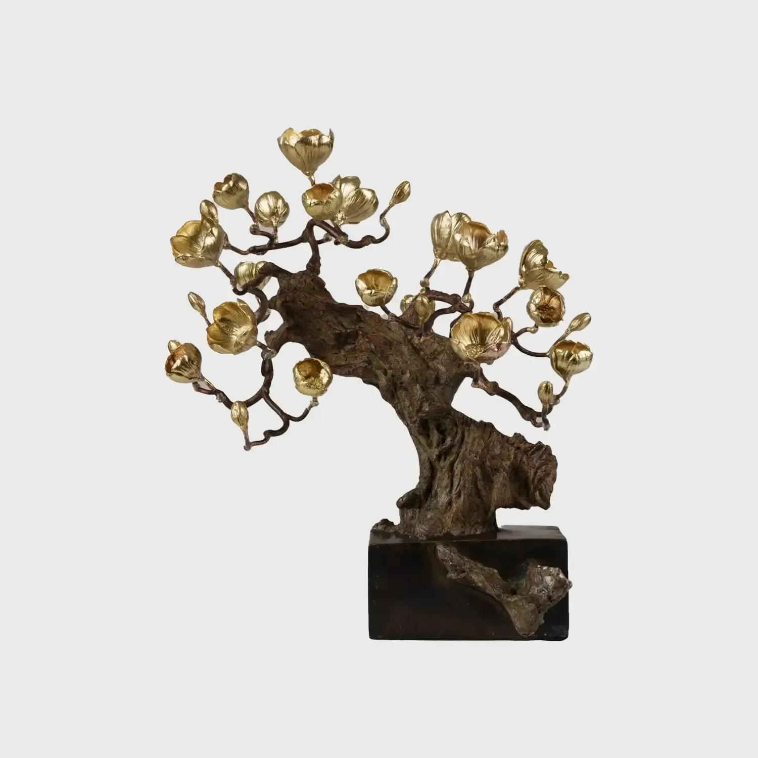 Bronze Blossom Table Sculpture, Bronze Dorato finish
