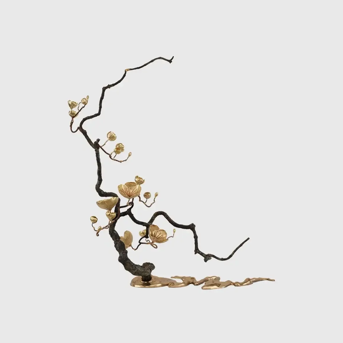 Bronze Blossom Waterfall Sculpture Left, Bronze d'Oro finish