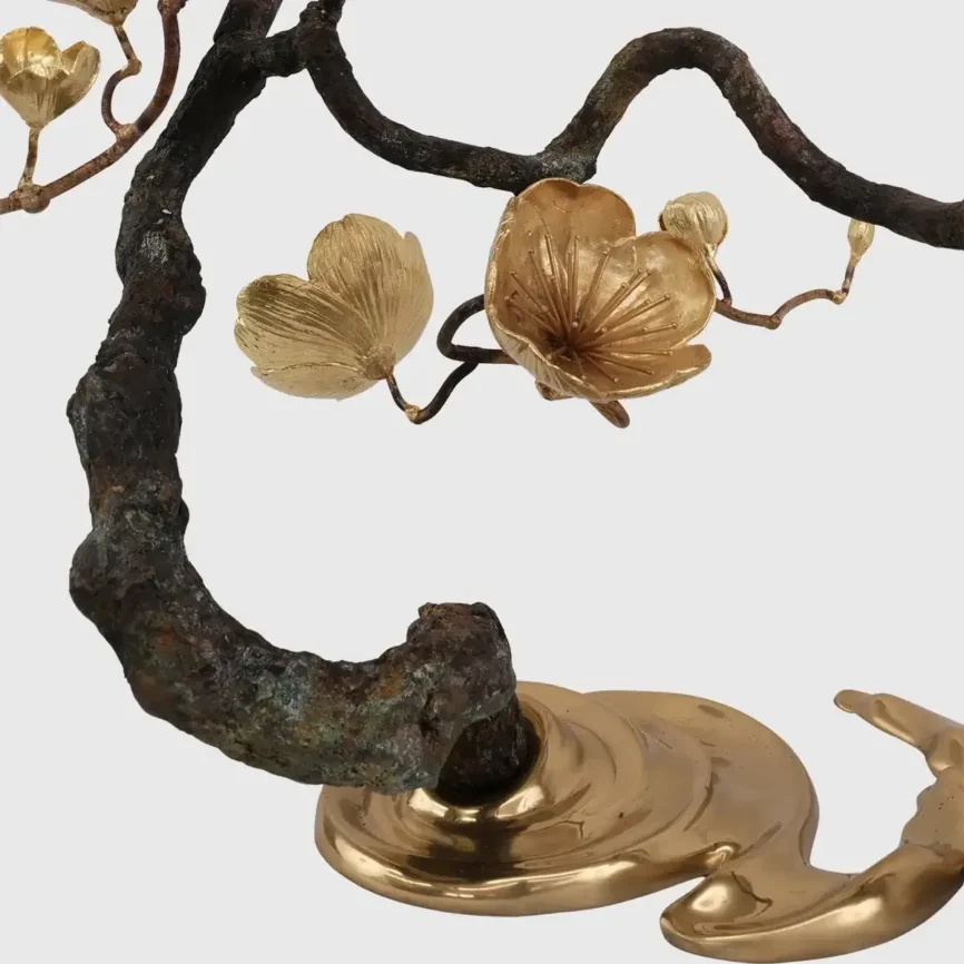 Bronze Blossom Waterfall Sculpture Left, 80×35×100 cm