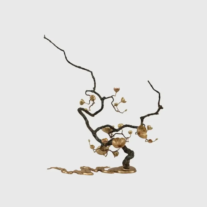 Bronze Blossom Waterfall Sculpture Right, Bronze d'Oro finish