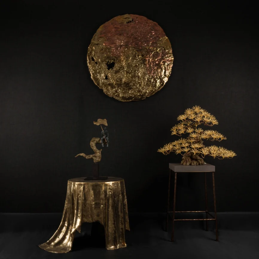 Bronze Figure Branch and Leaf, 14×33×53 cm