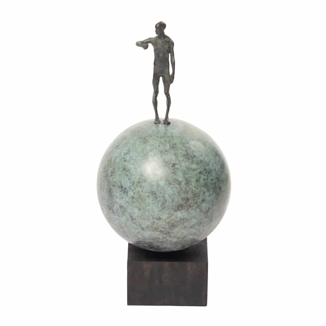 Bronze Figure On Globe 1, Bronze Nera finish
